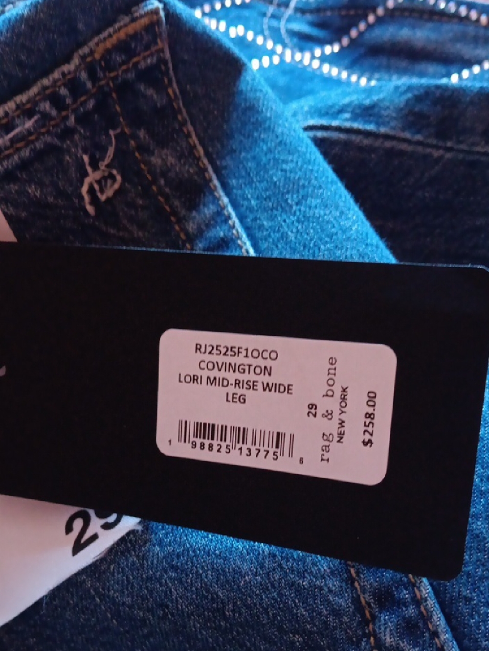 Rag & Bone Lori Mid Rise Wide Leg Jeans in Covington Wash, Size 29 NWT - Picture 8 of 13